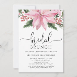 Aquarell Pink Poinsettia Winter Bridal Brunch Einladung