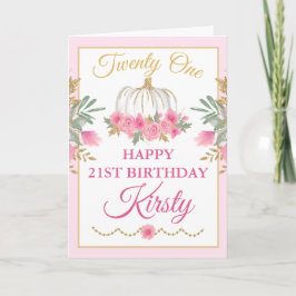 Aquarell Pink Pumpkin Gold Happy Birthday Karte