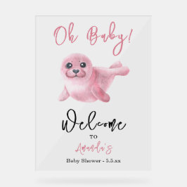 Aquarell Pink Siegel Babydusche Acrylschild