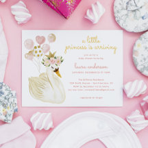 Aquarell Pink Swan Little Princess Baby Dusche