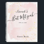 Aquarell Pink x Gold Bat Mitzvah Gästebuch Notizbuch<br><div class="desc">Dieses schicke und elegante Fledermaus mitzvah Gästebuch weist einen weißen Hintergrund mit rot rosa Pinselstrichen in Aquarell und Imitat goldenen Spritzern auf. Personalisieren Sie es für Ihre Bedürfnisse. Mehr passende Produkte finden Sie in meinem Geschäft.</div>