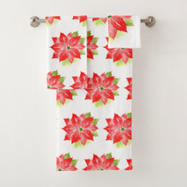 Aquarell-Poinsettia und Muster Badhandtuch Set