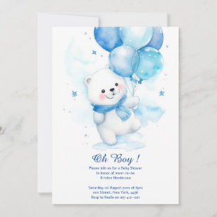 Aquarell Polar Bear Boy Kinderdusche Einladung