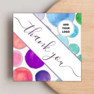 Aquarell Polka Dot Farbenfroh Vielen Dank für Ihr  Quadratische Visitenkarte