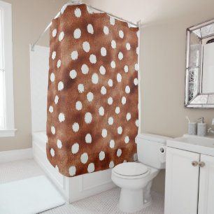 Aquarell-Polka-Dot in Kaffee-Braun und Weiß Duschvorhang