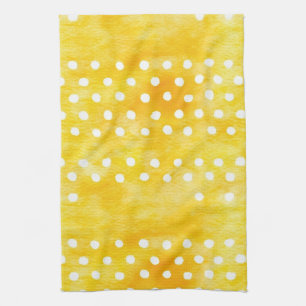 Aquarell-Polka-Dots - Erdiges Gelb und Weiß (1) Geschirrtuch