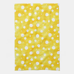 Aquarell-Polka-Dots - Erdiges Gelb und Weiß (2) Geschirrtuch