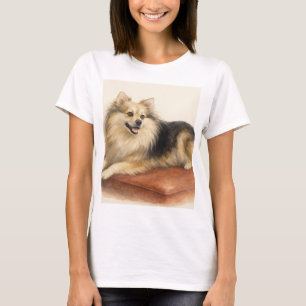 Aquarell-Pomchi-Hundeporträt-T-Shirt T-Shirt