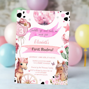 Aquarell-Pony-Rodeo-Tupfen-Geburtstag Einladung