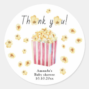 Aquarell-Popcorn-Danke-Baby-Party Runder Aufkleber
