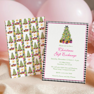 Aquarell Preppy Bright Glamour Weihnachtsfeier Einladung