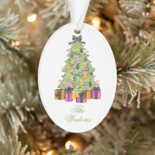 Aquarell Preppy Helle Weihnachtsbaum Ornament