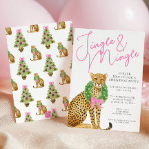Aquarell-Preppy-Leopard-Weihnachtsfeier