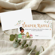 Aquarell-Prinzessin-Baby-Shower-Windel-Raffle-Tick