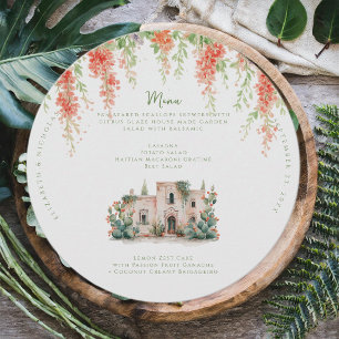 Aquarell-Puglian-Masseria-Hochzeitsmenü Menükarte