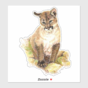 Aquarell-Puma, Puma, Berglöwe-CUB-Tier Aufkleber