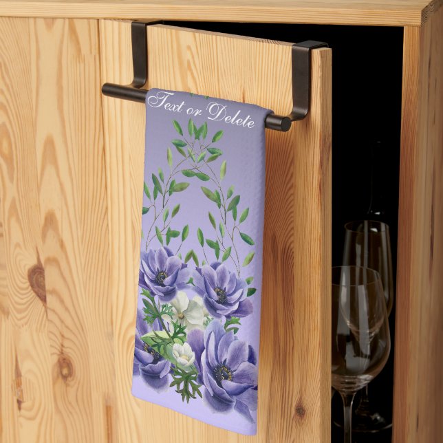Aquarell Purple Blumen Küchentücher (Drittel gefaltet)