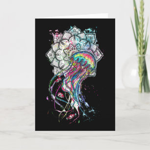 Aquarell Quallen Chakra Meer Tier Yoga Boho Karte