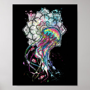 Aquarell Quallen Chakra Meer Tier Yoga Boho Poster