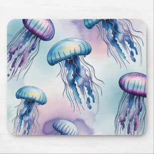 Aquarell-Quallen & Meer-Nebel-Punkte-Mauspad Mousepad
