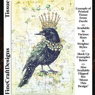 Aquarell Rabe, Krone & Halskette DK8LF Decoupage Seidenpapier