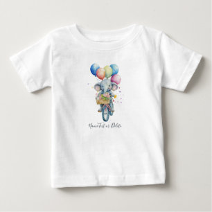Aquarell-Radfahrer-Elefanten-Baby-T-Shirt Baby T-shirt