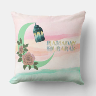 Aquarell-Ramadan-Design Laterne, Halbmond Kissen