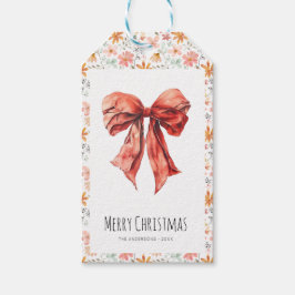 Aquarell Red Bow Coquette Minimalistisch Weihnacht Geschenkanhänger