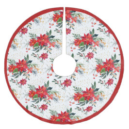 Aquarell Red Poinsettia Bouquet Weihnachten Polyester Weihnachtsbaumdecke