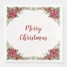Aquarell Red Poinsettia Weihnachten