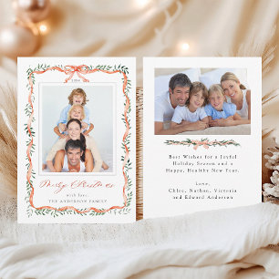 Aquarell Red Ribbon Bow Rahmen 2 Foto Weihnachten