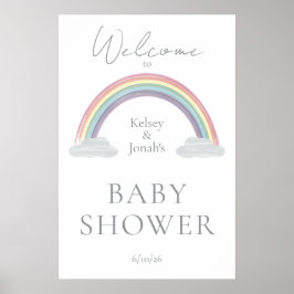 Aquarell-Regenbogen-Baby-Shower-Willkommensposter Poster