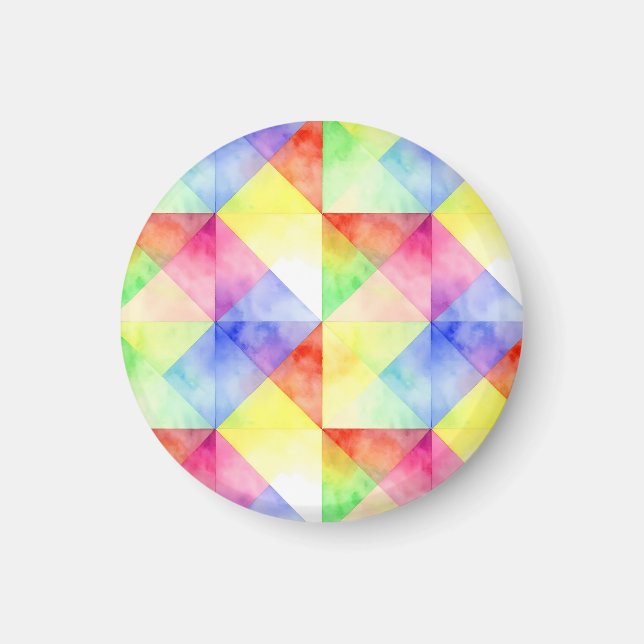 Aquarell-Regenbogen-Diamant-Quilt-Muster Magnet (Vorne)