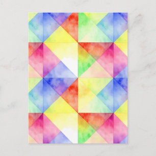 Aquarell-Regenbogen-Diamant-Quiltmuster Postkarte