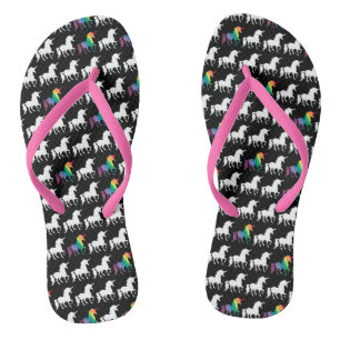 Aquarell-Regenbogen-Einhorn-Muster-modisches Flip Flops