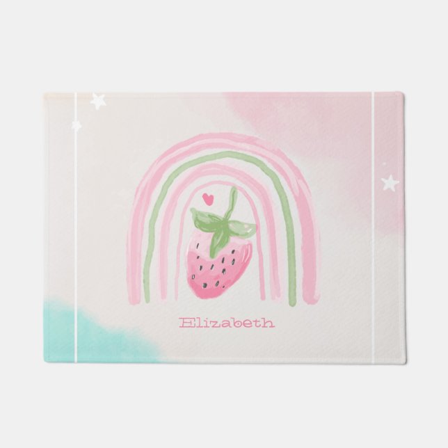 Aquarell Regenbogen Erdbeere   Fußmatte (Vorderseite)