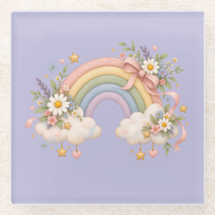 Aquarell-Regenbogen-Geschenk – Charmante Wolke Glasuntersetzer