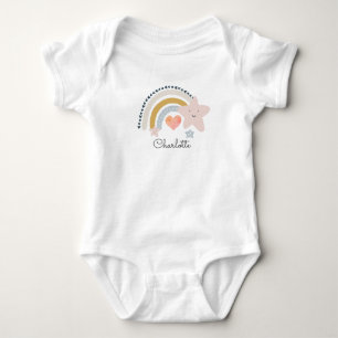 Aquarell-Regenbogen-Herz-Stern Baby Strampler