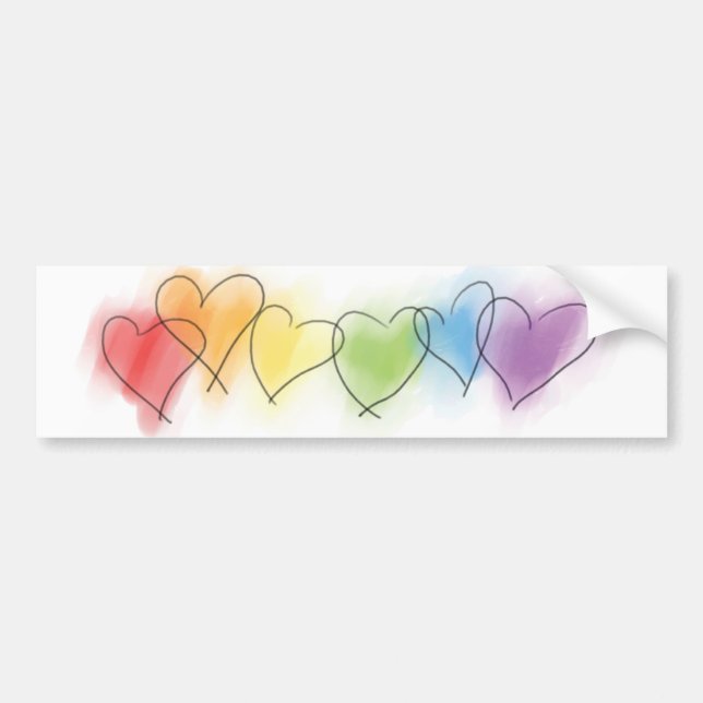Aquarell-Regenbogen-Herzen Autoaufkleber (Vorne)