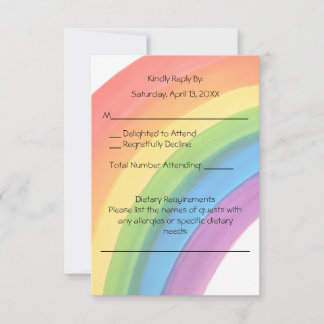 Aquarell-Regenbogen-Hochzeits-Antwortkarte RSVP Karte