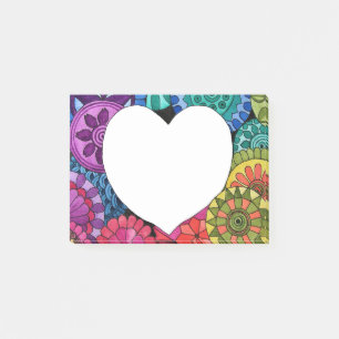 Aquarell-Regenbogen-Mandala mit Herzen Post-it Klebezettel