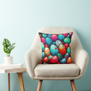 Aquarell-Regenbogen-Oster-Eier Kissen