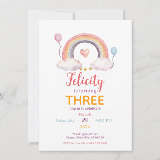 Aquarell-Regenbogen-Party Einladung