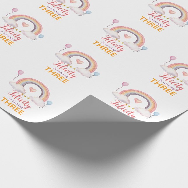Aquarell-Regenbogen-Party Geschenkpapier (Ecke)
