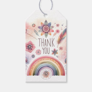 Aquarell Regenbogen Pastell Bohemian Danke Geschenkanhänger