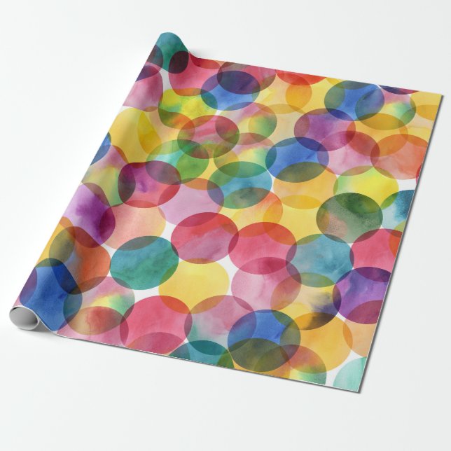 Aquarell-Regenbogen-Punkt-Packpapier-Rolle Geschenkpapier (Ungerollt)