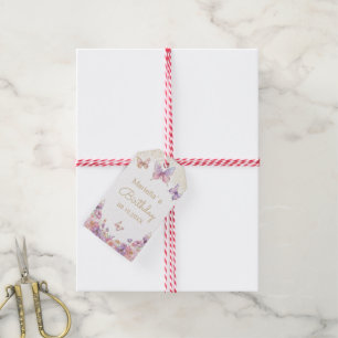 Aquarell-Regenbogen-Schmetterling-Blumen-Baby-Part Geschenkanhänger