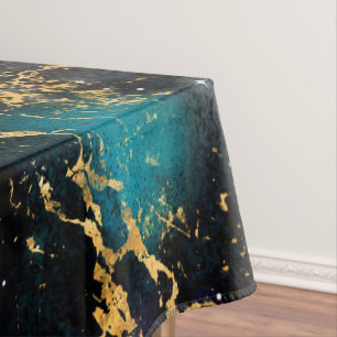 Aquarell Regenbogen & Schwarz & Gold Marmor Galaxi Tischdecke
