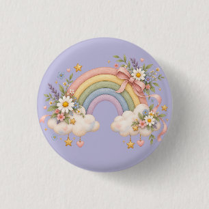 Aquarell-Regenbogengeschenk – Charmante Wolke Button