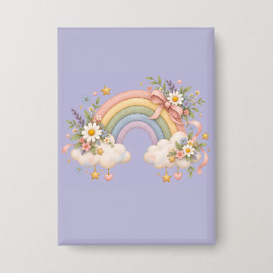 Aquarell-Regenbogengeschenk – Charmante Wolke Button